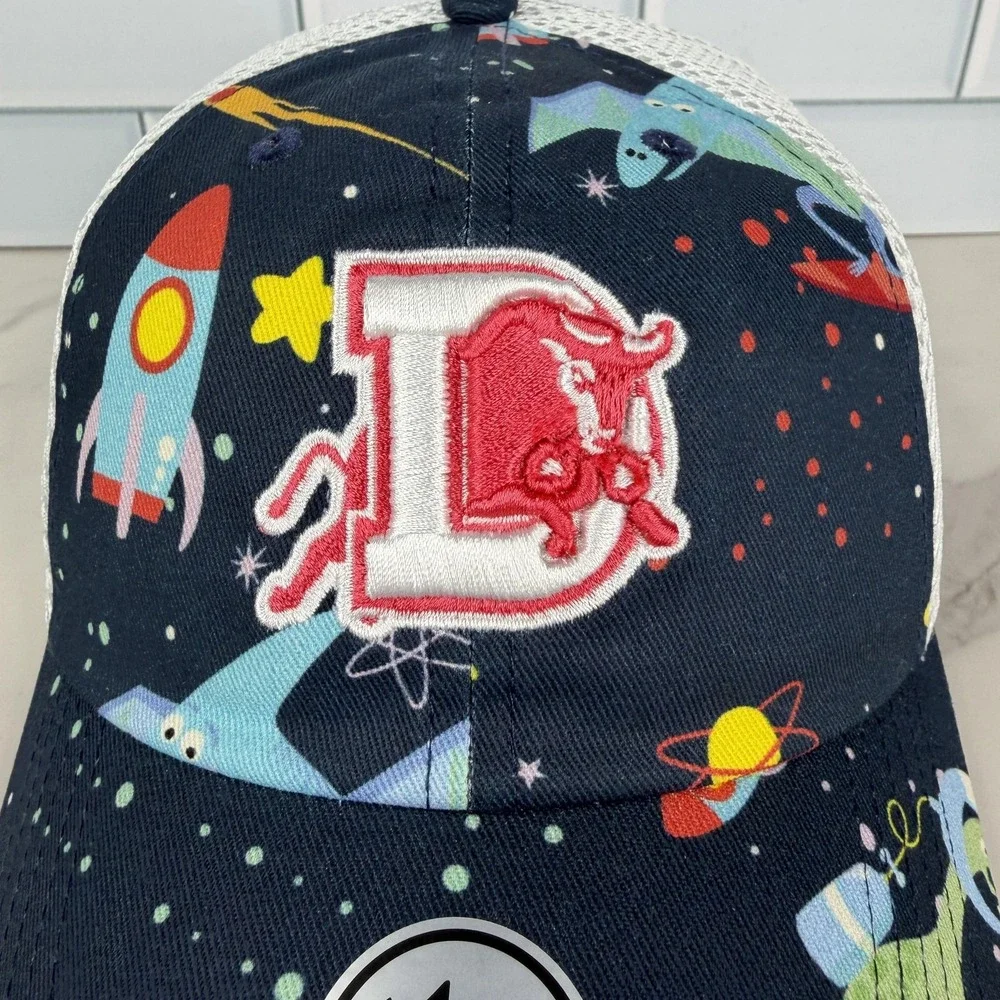 Durham Bulls Hat Cap Snap Back Youth Navy White Baseball Space Dino 47 Clean Up